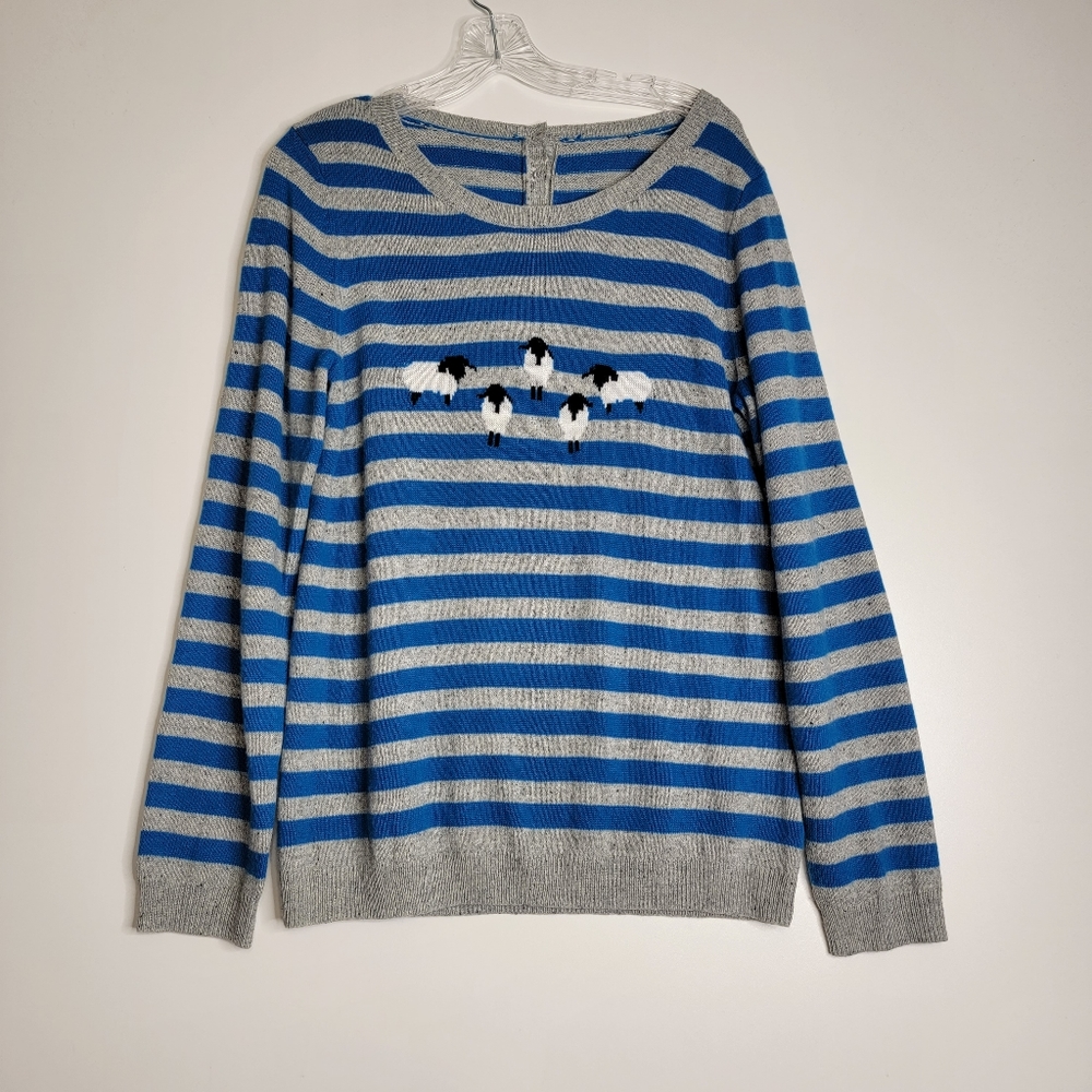 Talbots Sheep Sweater Blue & Grey Winter Women's sz Midium